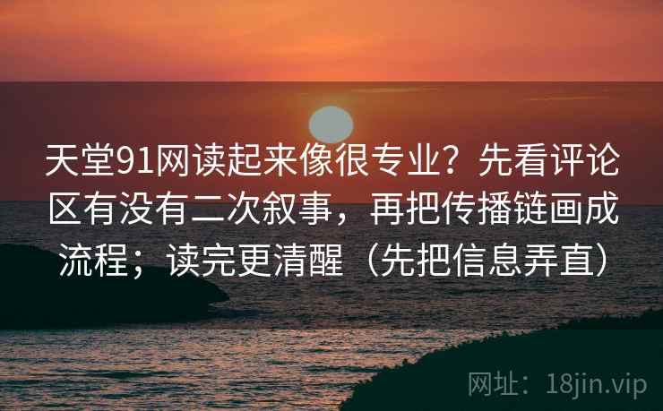 天堂91网读起来像很专业？先看评论区有没有二次叙事，再把传播链画成流程；读完更清醒（先把信息弄直）